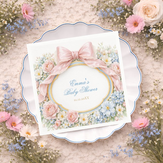 Servilleta De Papel Coquette Bow Garden Girl Baby Shower (Subido por el creador)