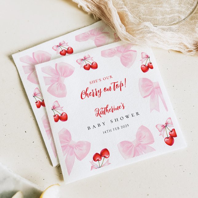 Servilleta De Papel Coquette Cherry Baby Shower (Subido por el creador)