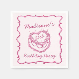 Servilleta De Papel Coquette Cherry Cake Pink Retro Heart Coquette