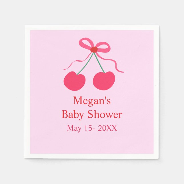 Servilleta De Papel Coquette Cherry en el Baby Shower Chica superior (Anverso)