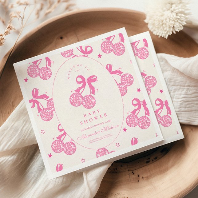 Servilleta De Papel Coquette Cherry en Top Baby Shower (Subido por el creador)