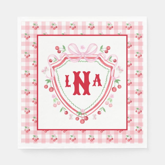 Servilleta De Papel Coquette Cherry Monogam (Anverso)