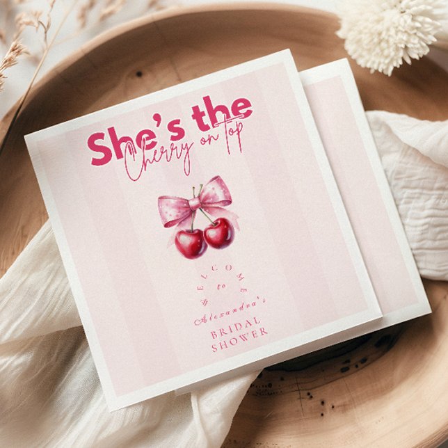 Servilleta De Papel Coquette Cherry On Top Bridal Shower (Subido por el creador)