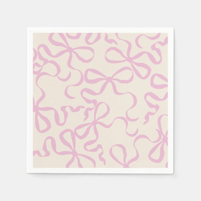 Servilleta De Papel Coquette elegante rosa Bow Napkin Baby Shower (Anverso)