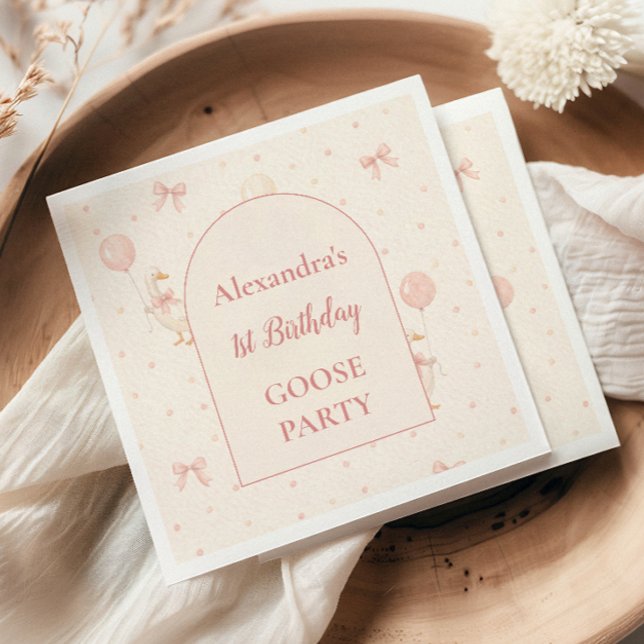 Servilleta De Papel Coquette Goose 1st Birthday (Subido por el creador)