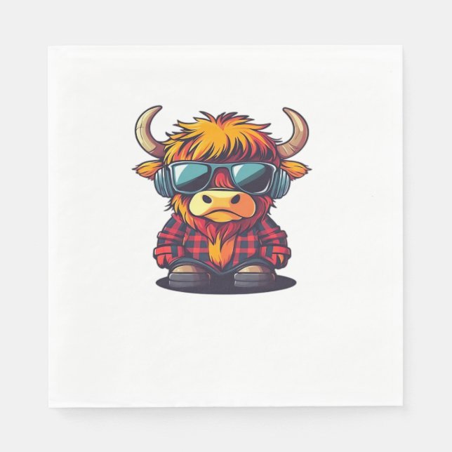 Servilleta De Papel Coquette Highland Cow Bubblegum Tshirt Design, Hol (Anverso)