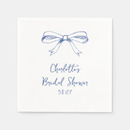 Servilleta De Papel Coquette manuscrita Bow Blue Bridal Shower
