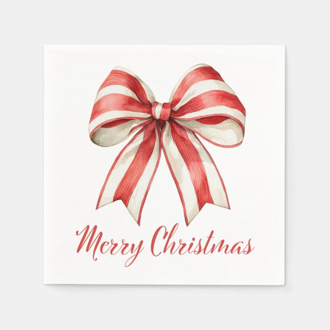 Servilleta De Papel Coquette Navidades Red & White Candy Cane Bow (Anverso)