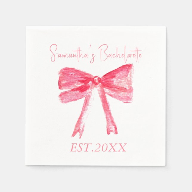 Servilleta De Papel Coquette Pink Bow Bachelorette (Anverso)