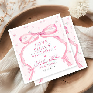Servilleta De Papel Coquette Pink Bow Love Shack Cumpleaños