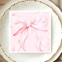 Coquette Pink Bow Paper Napkin