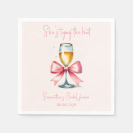 Servilleta De Papel Coquette Pink Bow Watercolor Brilla Ducha