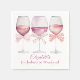 Servilleta De Papel Coquette Pink Bows and Wine Bachelorette