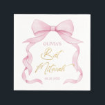 Servilleta De Papel Coquette Pink Ribbon Bows Bat Mitzvah<br><div class="desc">Personalice estas adorables servilletas de papel Bat Mitzvah con su propia redacción fácil y rápidamente, simplemente pulse el botón Editar Usar Herramienta de Diseño para reorganizar y formatear el estilo y la ubicación del texto. Para un aspecto sin inconvenientes y coordinado, explore nuestra gama de artículos de correspondencia disponibles en...</div>