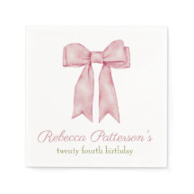 Coquette Pink Watercolor Bow Feminine Bday Fiesta