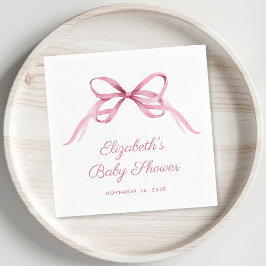 Servilleta De Papel Coquette rosa Bow Baby Shower