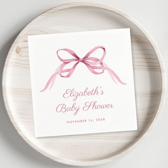 Servilleta De Papel Coquette rosa Bow Baby Shower (Subido por el creador)
