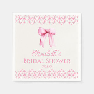 Servilleta De Papel Coquette rosa Bow Bridal Shower