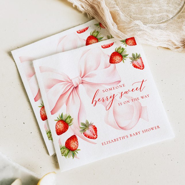 Servilleta De Papel Coquette Strawberry Baby Shower (Subido por el creador)