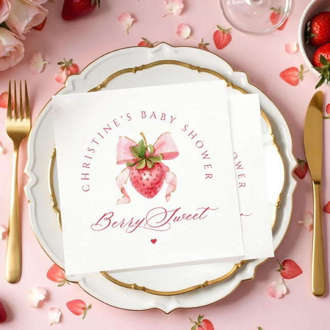Servilleta De Papel Coquette Strawberry Baby Shower (Subido por el creador)