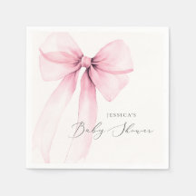 Coquette Watercolor Bow Rosa Napkins Baby Shower