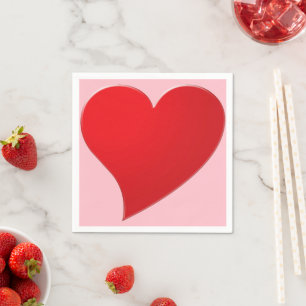Servilleta De Papel Coração grande rosa vermelho moderno fofo feminino