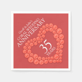 Servilleta De Papel Coral 35th Boda Aniversario corazón llamado servil