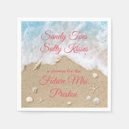 Servilleta De Papel Coral Beach Waves Sandy Toes Bridal Shower