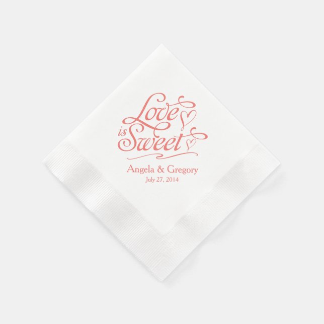 Servilleta De Papel Coral Love es Sweet Candy Dessert Buffet Boda (Borde)