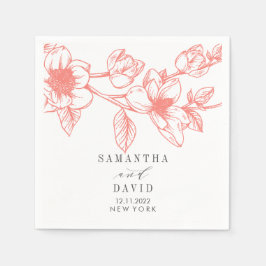 Servilleta De Papel Coral Magnolia Flores Boda floral personalizada