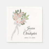 Coral Pink & Mauve Watercolor Bouquet Boho Boda