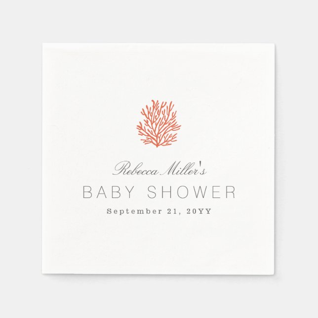 Servilleta De Papel Coral Reef Baby Shower (Anverso)