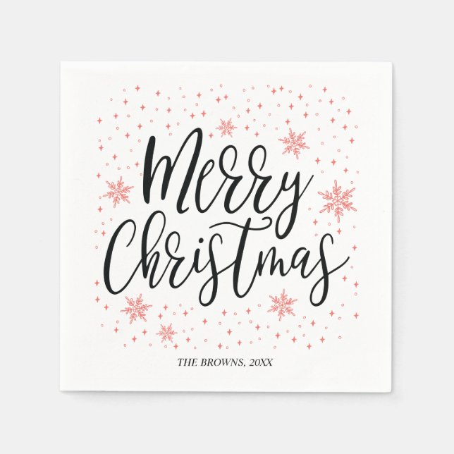 Servilleta De Papel Coral Sparkle Merry Christmas Letters Fiesta (Anverso)