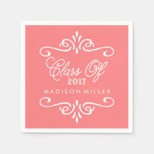 Servilleta De Papel Coral vintage   Napkins de Graduación