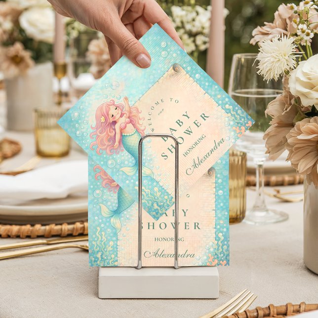 Servilleta De Papel Corallight Mermaid Keepsake Baby Shower (Subido por el creador)