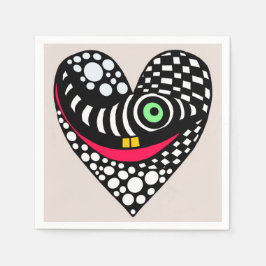 Servilleta De Papel Corazón abstracto en blanco y negro