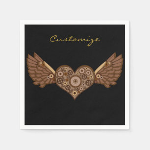 Servilleta De Papel Corazón alado Steampunk con espesor de engranajes