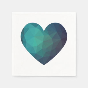 Servilleta De Papel Corazón azul diseño geométrico 3d