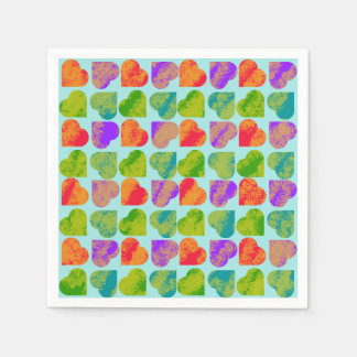Servilleta De Papel Corazón Colorido Teselado Arte Pop Psicodélico