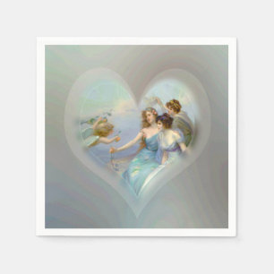 Servilleta De Papel Corazón con el Cupid y las señoras