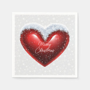 Servilleta De Papel Corazón con nieve personalizado Navidad