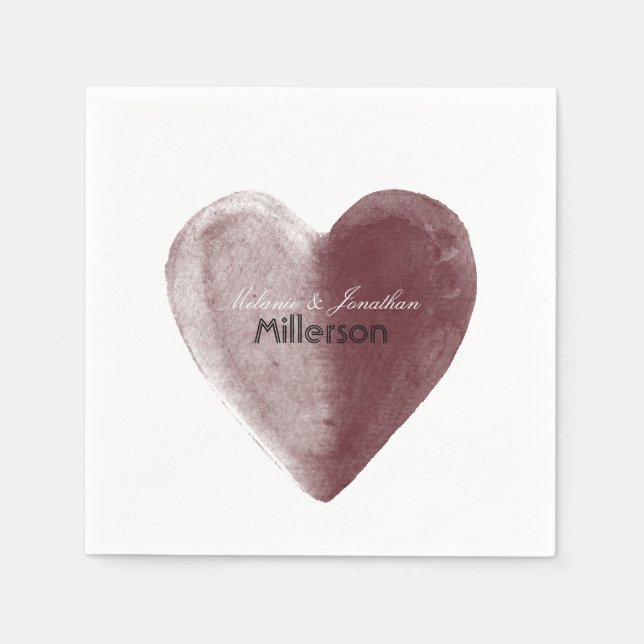 Servilleta De Papel Corazón de acuarela roja (Anverso)