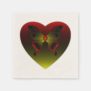 Servilleta De Papel Corazón de amor de la mariposa Girly
