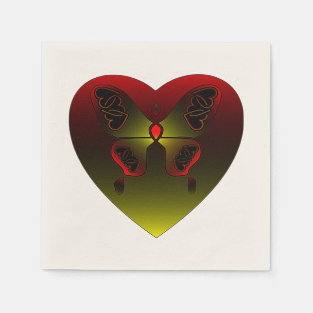Servilleta De Papel Corazón de amor de la mariposa Girly (Anverso)