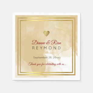 Servilleta De Papel corazón de amor elegante elegante Boda amarillenta