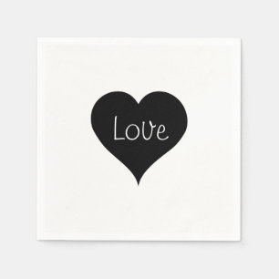 Servilleta De Papel Corazón de amor en negro y blanco con texto impres