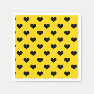 Servilleta De Papel Corazón De Amor Negro Sobre Fondo Amarillo