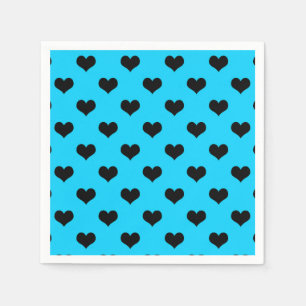 Servilleta De Papel Corazón De Amor Negro Sobre Fondo Azul