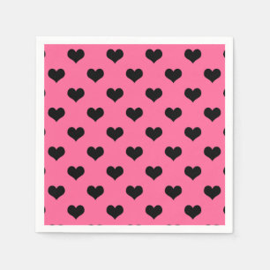 Servilleta De Papel Corazón de amor negro sobre fondo rosado