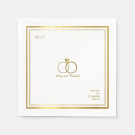 Servilleta De Papel corazón de amor y dos anillos de boda, un